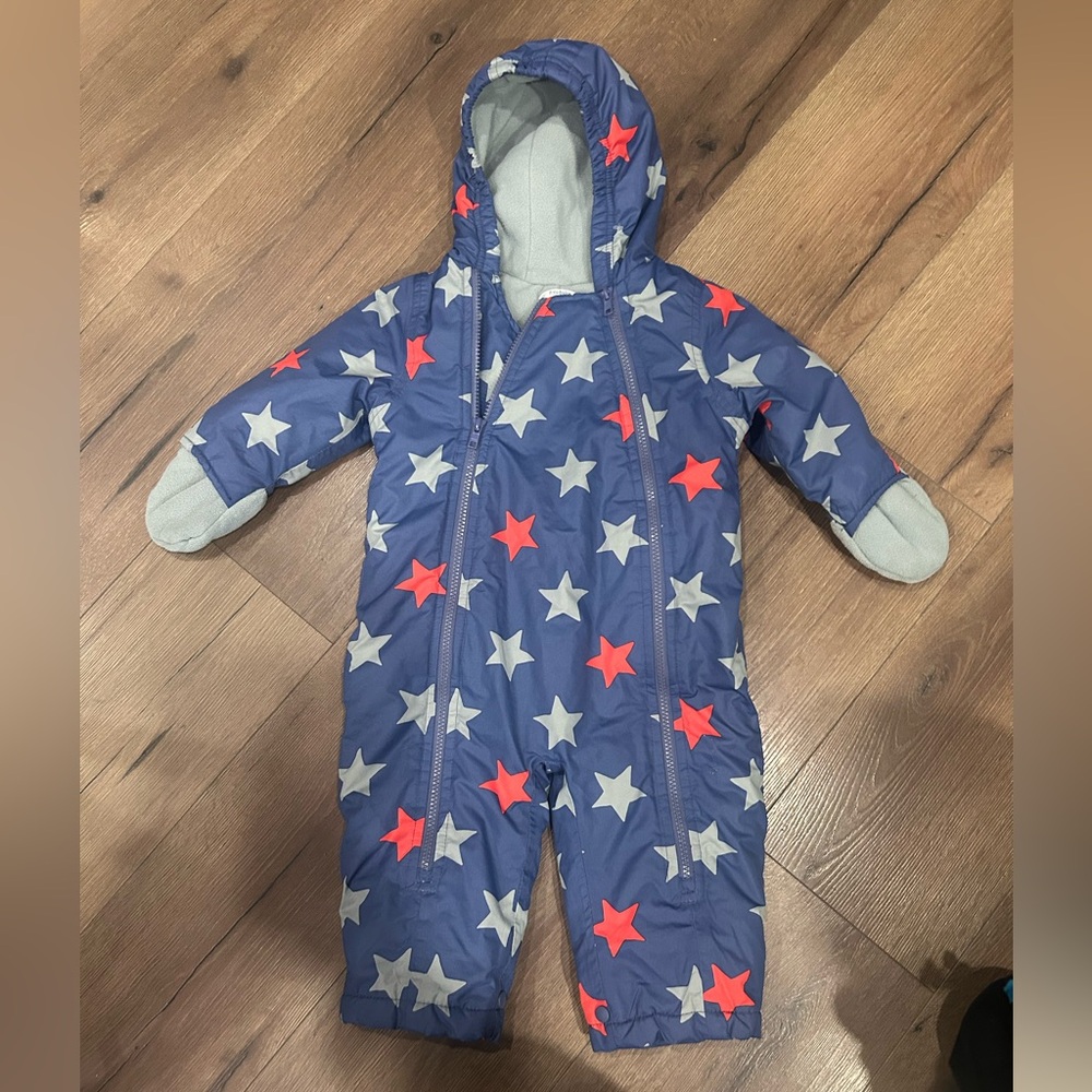 Baby Boden Star Print Snowsuit Bunting Cozy Winter 12/18 Months